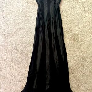 Classic evening gown, black shear over white lining